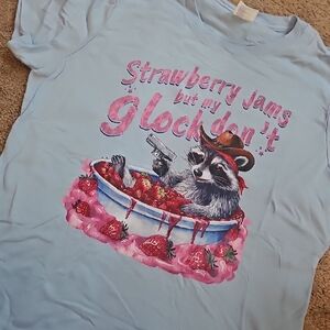 Blue Shirt with Raccoon Print